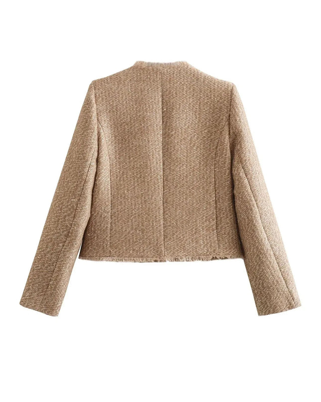 Charlotta | Short Tweed Blazer Jacket – Single Breasted Coat