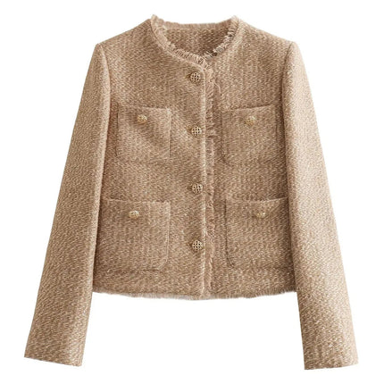 Charlotta | Short Tweed Blazer Jacket – Single Breasted Coat