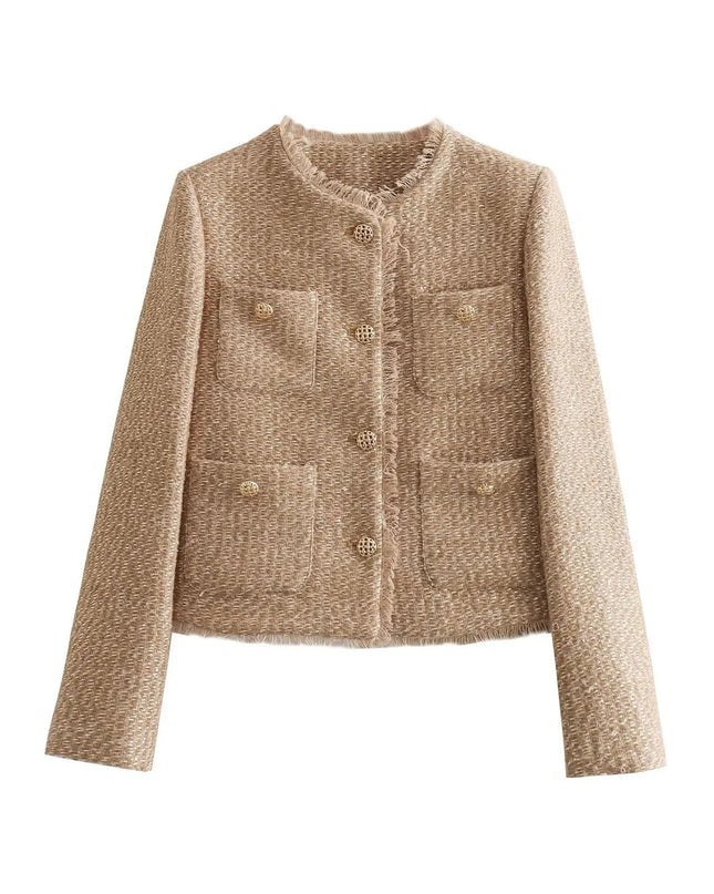 Charlotta | Short Tweed Blazer Jacket – Single Breasted Coat