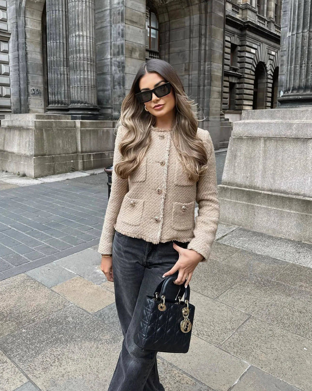 Charlotta | Short Tweed Blazer Jacket – Single Breasted Coat