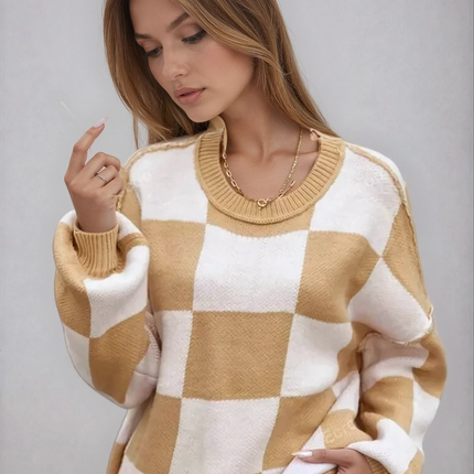 Checkie | Checkerboard Knit Sweater – Knitwear
