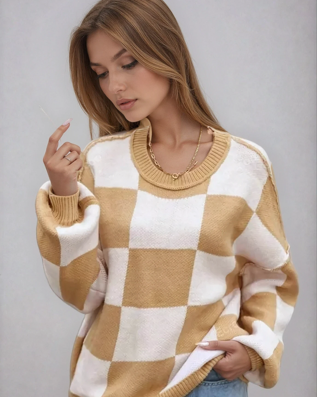 Checkie | Checkerboard Knit Sweater – Knitwear