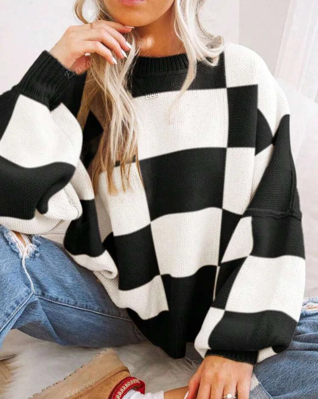 Checkie | Checkerboard Knit Sweater – Knitwear