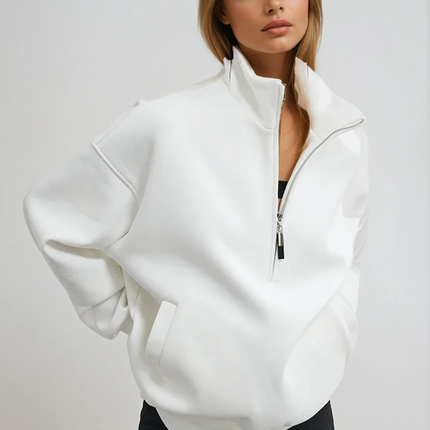 Corza | Oversized Half-Zip Hoodie – Stand Collar