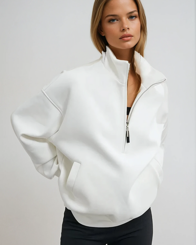 Corza | Oversized Half-Zip Hoodie – Stand Collar