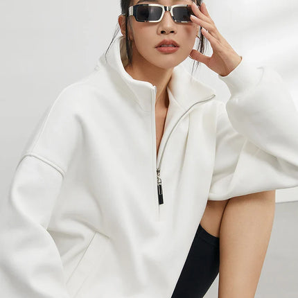 Corza | Oversized Half-Zip Hoodie – Stand Collar