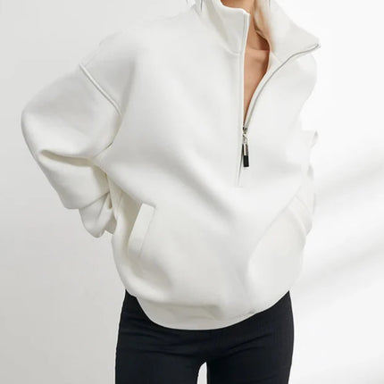 Corza | Oversized Half-Zip Hoodie – Stand Collar