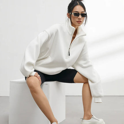 Corza | Oversized Half-Zip Hoodie – Stand Collar