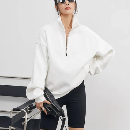 Corza | Oversized Half-Zip Hoodie – Stand Collar