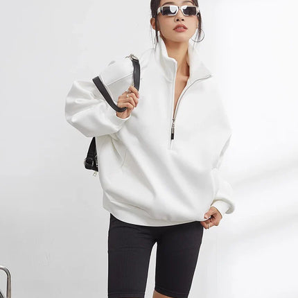 Corza | Oversized Half-Zip Hoodie – Stand Collar