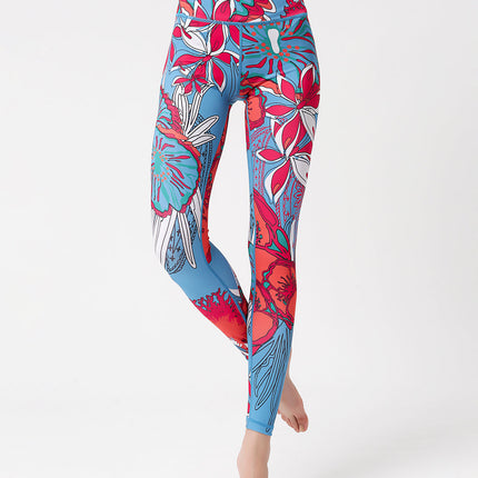 Crimson Bloom | Women’s Orchid-Inspired Leggings – Floral Power Move