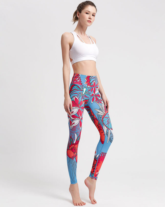 Crimson Bloom | Women’s Orchid-Inspired Leggings – Floral Power Move