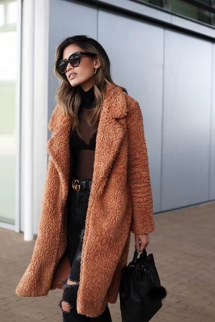 Cyril | Long Fleece Teddy Coat – Open Front with Lapel