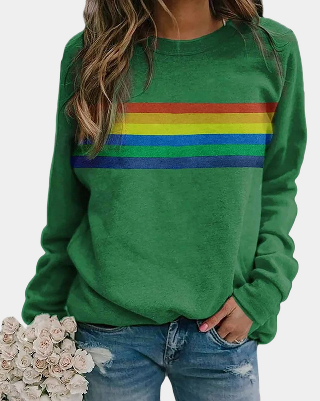 Daisy Beam | Rainbow Stripe Sweater – Crew Neck Sweatshirt