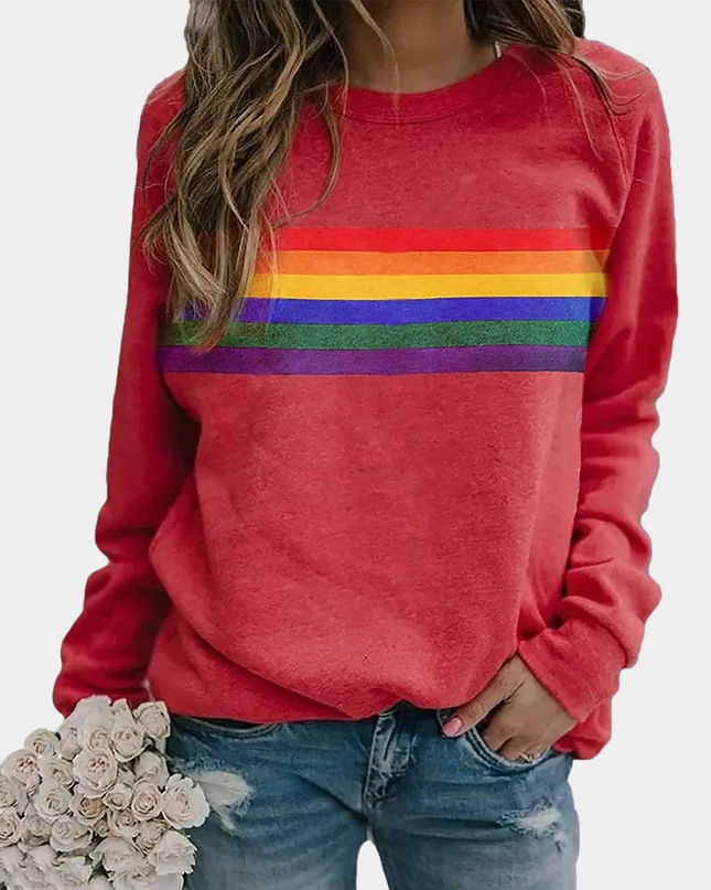 Daisy Beam | Rainbow Stripe Sweater – Crew Neck Sweatshirt
