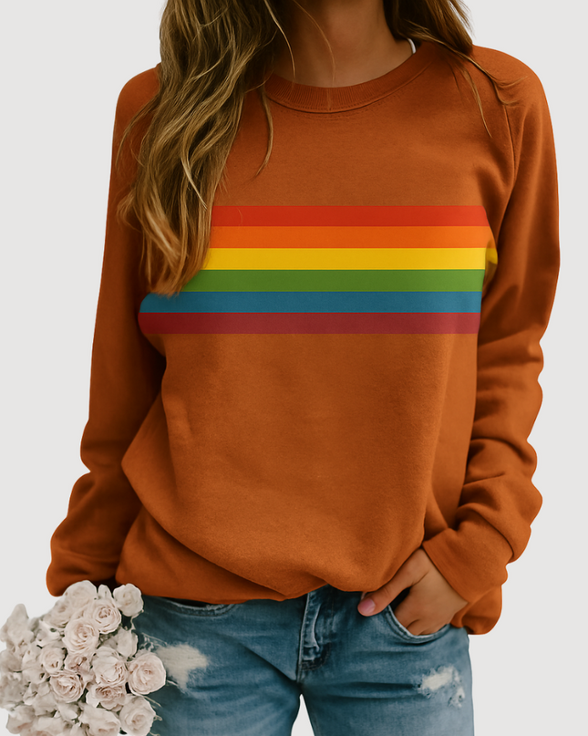 Daisy Beam | Rainbow Stripe Sweater – Crew Neck Sweatshirt