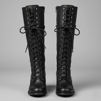 Damiera | Knee-High Lace-Up Boots