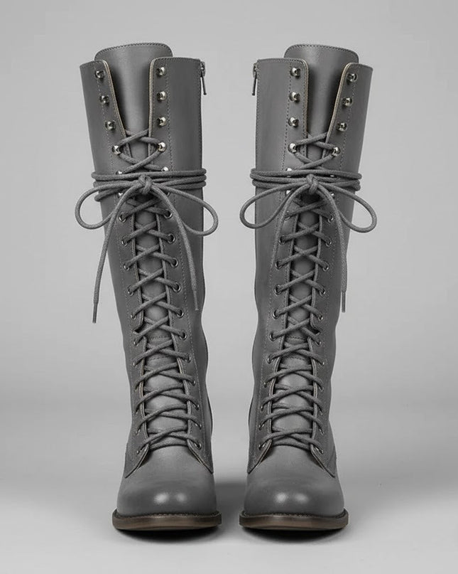 Damiera | Knee-High Lace-Up Boots
