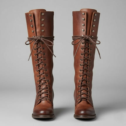 Damiera | Knee-High Lace-Up Boots
