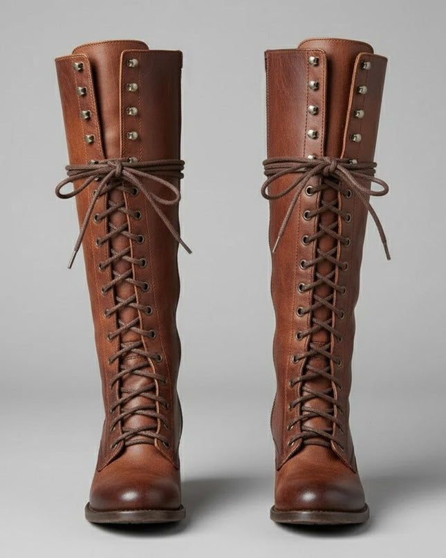 Damiera | Knee-High Lace-Up Boots