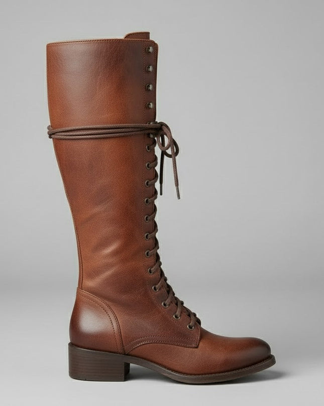 Damiera | Knee-High Lace-Up Boots