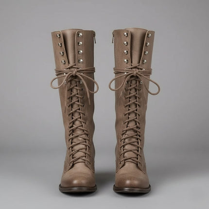 Damiera | Knee-High Lace-Up Boots