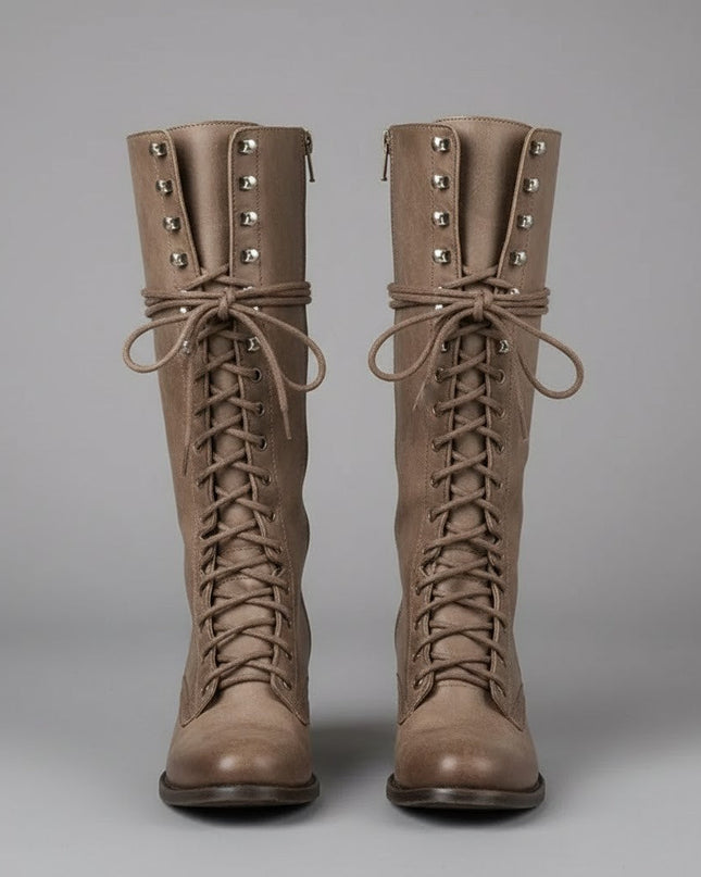 Damiera | Knee-High Lace-Up Boots