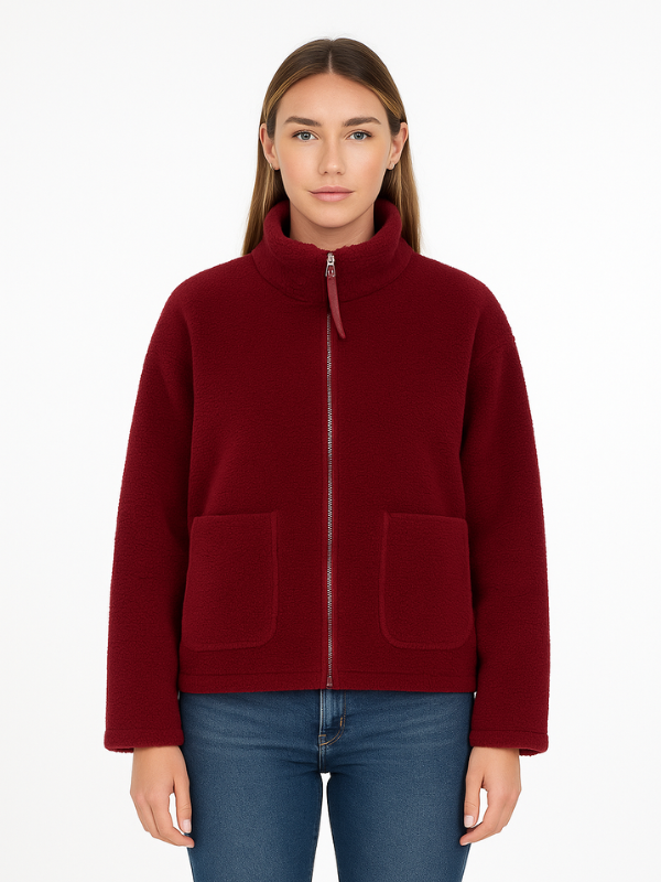 Daphne | Oversized Sherpa Fleece Jacket – Zipper with Pockets