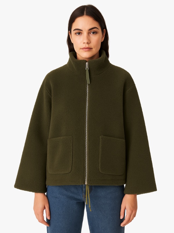 Daphne | Oversized Sherpa Fleece Jacket – Zipper with Pockets