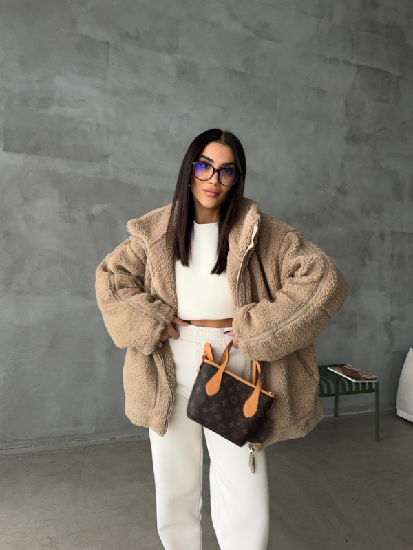 Daphne | Oversized Sherpa Fleece Jacket – Zipper with Pockets
