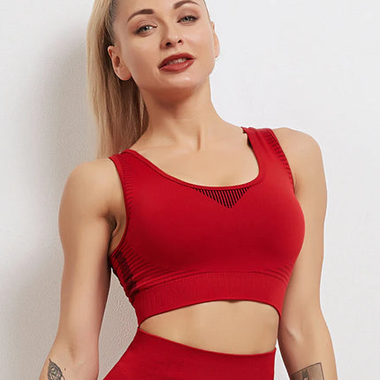 Aura | Seamless Sports Bra – Power, Comfort & Style - Dark Red