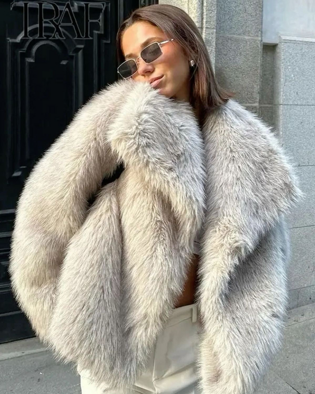 Dua | Trendy Faux Fur Jacket – Lapel Coat