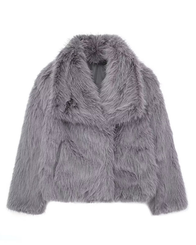 Dua | Trendy Faux Fur Jacket – Lapel Coat