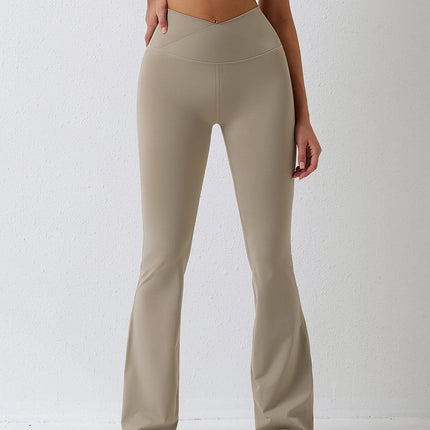 Elantra | Women’s Flared Leggings – Retro-Chic Comfort Fit - Khaki