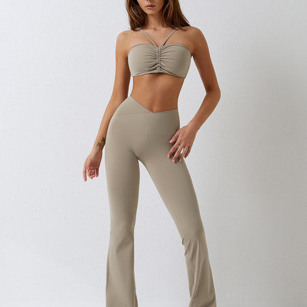 Elantra | Women’s Flared Leggings – Retro-Chic Comfort Fit - Khaki