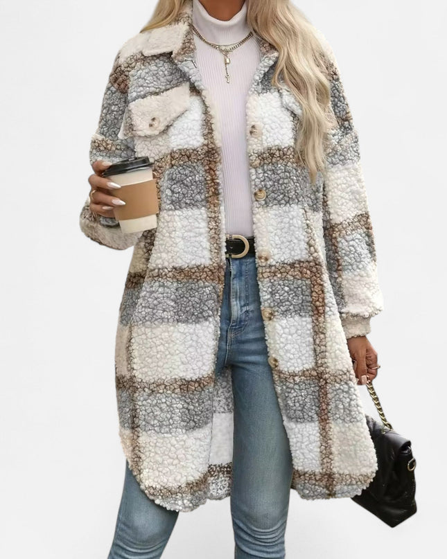 Elmbra | Longline Plaid Fuzzy Jacket – Sherpa Style