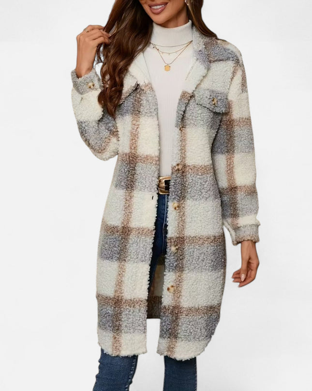 Elmbra | Longline Plaid Fuzzy Jacket – Sherpa Style