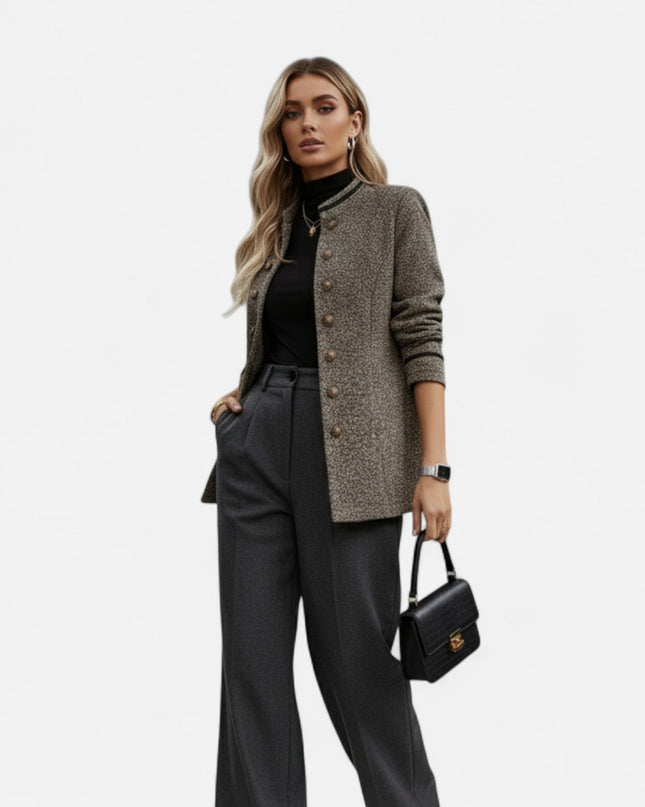 Esmaren | Women’s Casual Coat – Tripe with Buttons
