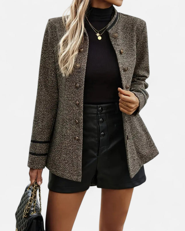 Esmaren | Women’s Casual Coat – Tripe with Buttons