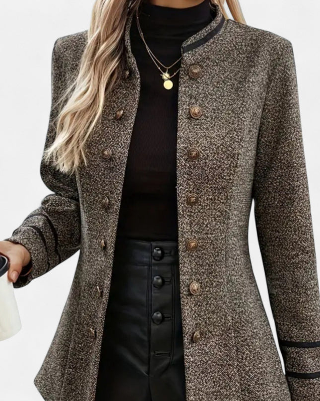 Esmaren | Women’s Casual Coat – Tripe with Buttons