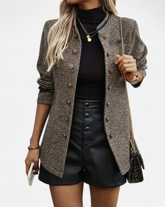 Esmaren | Women’s Casual Coat – Tripe with Buttons