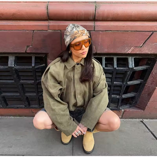 Fabiane | Oversized Suede Jacket – Cropped Jacket