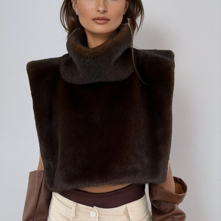 Ferria | Faux Fur Turtleneck Vest – Wrap Vest