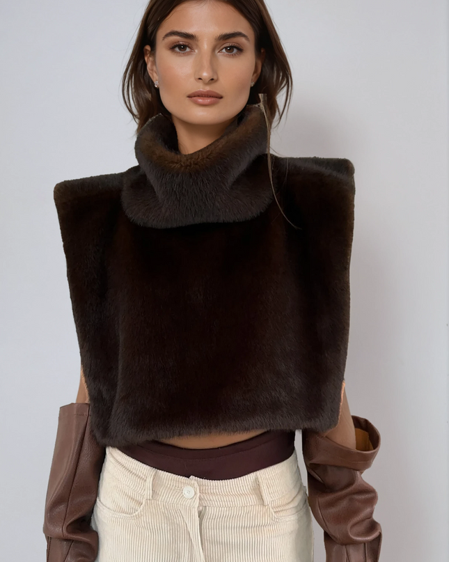 Ferria | Faux Fur Turtleneck Vest – Wrap Vest