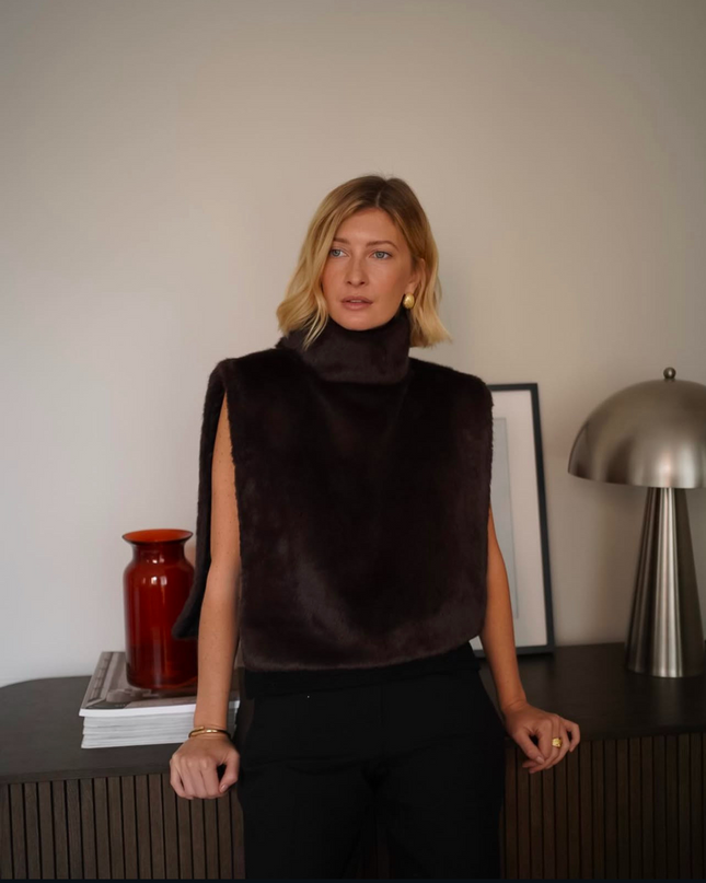 Ferria | Faux Fur Turtleneck Vest – Wrap Vest
