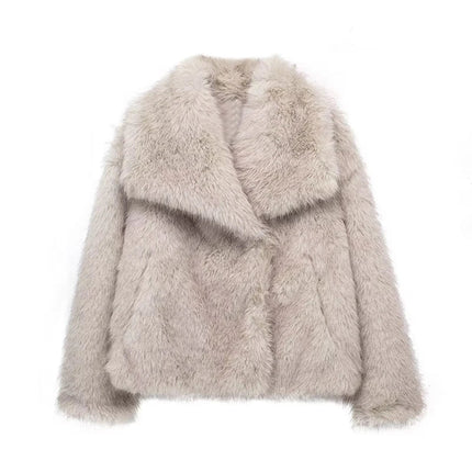 Ferryhill | Faux Fur Coat – Lapel Wrap Coat