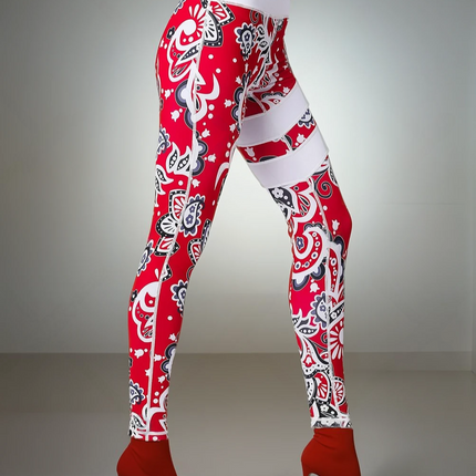 Fiorenza | Women’s Floral Performance Leggings – Luxe Activewear - Abstract Red