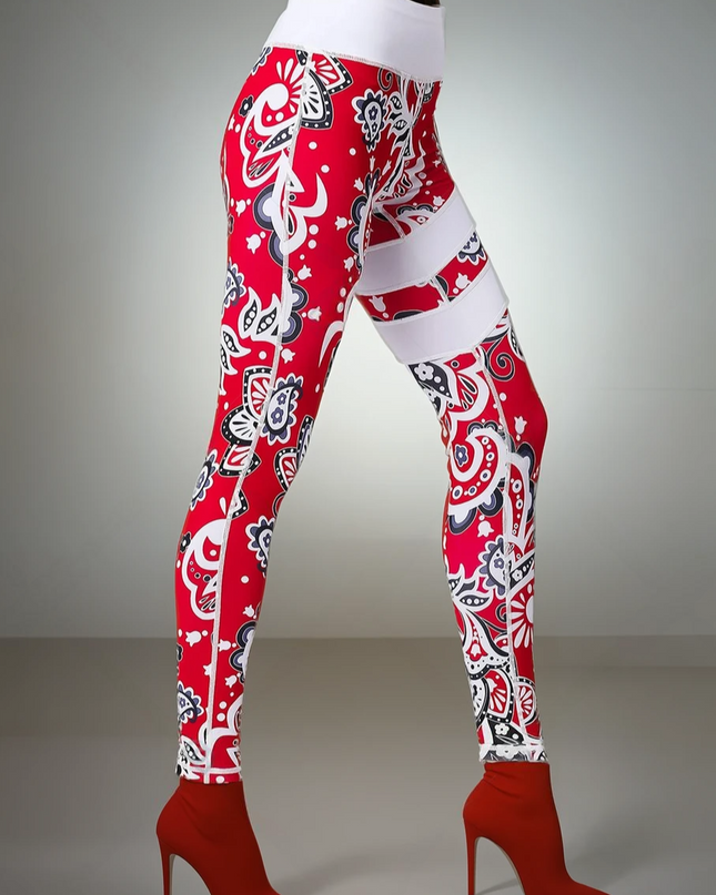 Fiorenza | Women’s Floral Performance Leggings – Luxe Activewear - Abstract Red