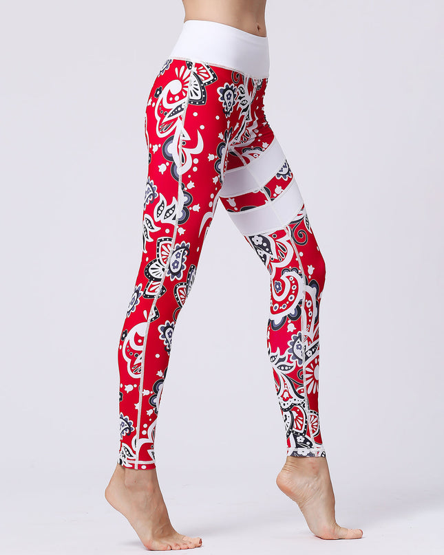 Fiorenza | Women’s Floral Performance Leggings – Luxe Activewear - Abstract Red
