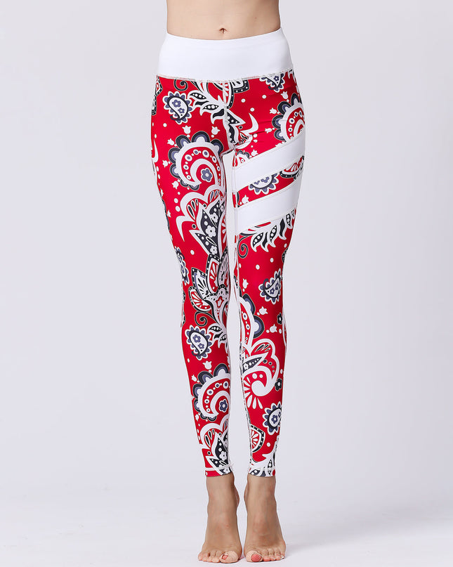 Fiorenza | Women’s Floral Performance Leggings – Luxe Activewear - Abstract Red